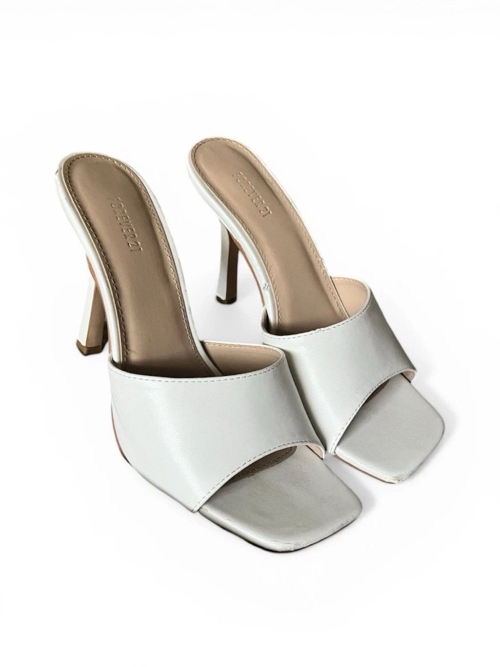 Forever 21 White Mule Stiletto Heels Size 6.5